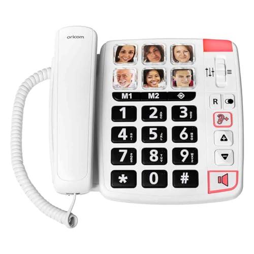 Oricom CARE80S Big Button Amplified Corded Speakerphone With Picture Dialling - Large Photo buttons, Memory, Phone for Elderly with Visual and Hearing Impaired, Hearing aid and T-Coil Compatible, Telephone
