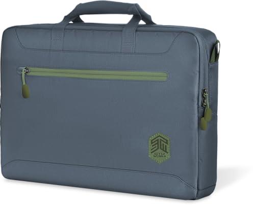 STM Eco Brief Laptop Case- Fits Up to a 16" Laptop, Made of 100% Recycled Fabrics, Includes a Removable Shoulder Strap, Luggage Pass-Through and Organized Pockets- Blue