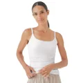Pact Women's Organic Cotton Camisole Tank Top with Built-in Shelf Bra, White, Large