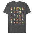 Nintendo Men's Pixel Cast T-Shirt, Char HTR, Medium