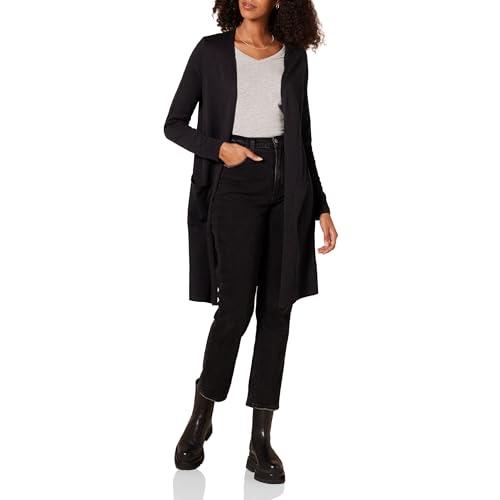 Amazon Essentials Women's Lightweight Longer Length Cardigan Sweater (Available in Plus Size), Black, X-Small
