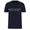 A|X Armani Exchange Men's Short Sleeve Milan New York Logo Crew Neck T-Shirt, Navy, M