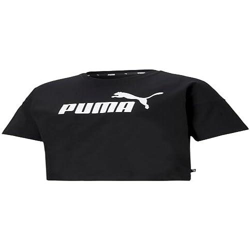 PUMA Women's Essential Cropped Logo Tee, Black, XS