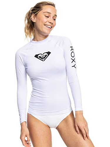 Roxy Women's Whole Hearted Long Sleeve UPF 50 Rashguard, Bright White 22, X-Small