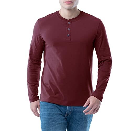 Lee Men's Long Sleeve Soft Washed Cotton Henley T-Shirt, Rhubarb, Medium