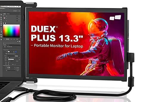 Duex Plus Portable Monitor for Laptop, 【2024 Upgrade】 Mobile Pixels 13.3" Full HD IPS Dual Monitor for laptops, USB C/USB A Powered Plug and Play Portable Display,Windows/Apple Compatible