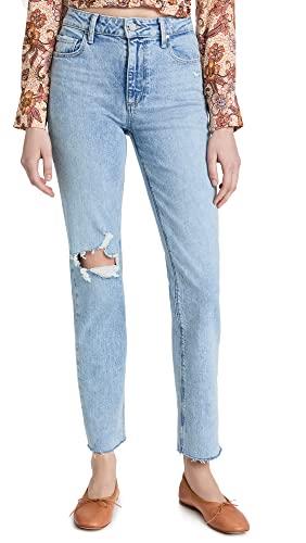 PAIGE Women's Stella Straight Jeans, Gnarly Destructed, 25 Regular