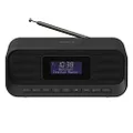Groov-e Zeus Compact DAB/FB Digital Radio with 20 Preset Stations | LCD Display | Dual Alarm Clock | Telescopic Antenna - Black