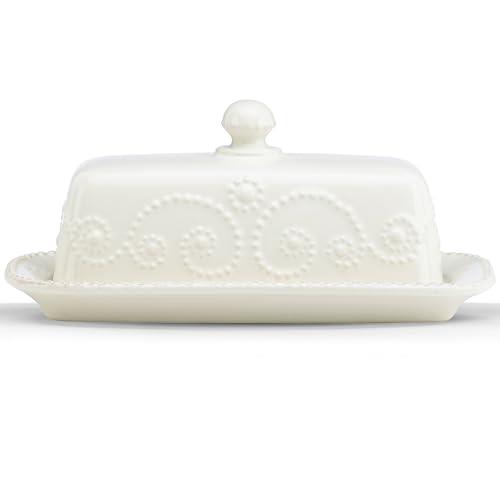 Lenox French Perle Covered Butter Dish, White -