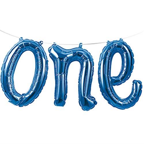 Creative Converting Shape One Foil Balloons Banner, Blue