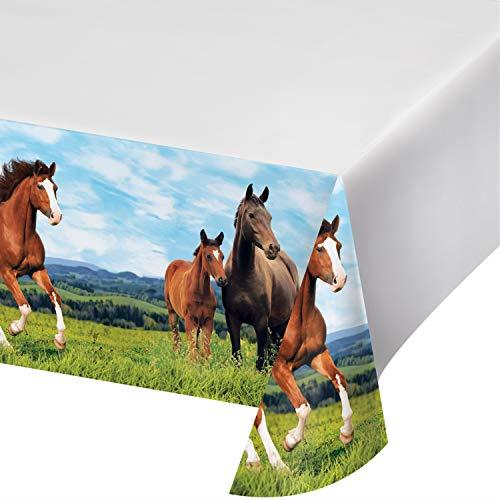 Creative Converting Horse and Pony Border Print Plastic Tablecover, 259 cm Length