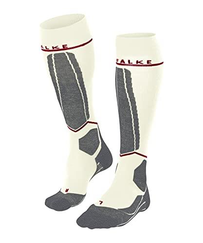 FALKE SK4 Energizing Light Women's Ski Socks Black Blue Thin Reinforced Ski Socks without Pattern with Light Padding Knee High with Compression and Thin for Skiing 1 Pair