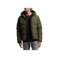 Superdry Mens Sports Puffer Hooded Jacket, Relaxed Fit, Drawcord Hood, Dark Moss, X-Large
