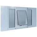 Ideal Pet Products Aluminum Sash Window Pet Door, Adjustable Width 27" to 32", Chubby Kat, 7.5" x 10.5" Flap Size, White