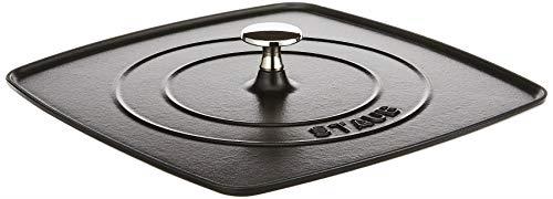 Staub Cast Iron 10.3-inch Square Grill Press - Matte Black (Fits 12-inch Grill Pan), Made in France
