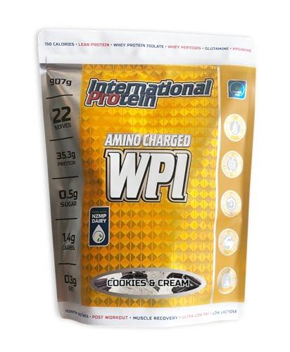International Protein Amino Charged Cookies & Cream Flavour Whey Protein Isolate Powder 907 g