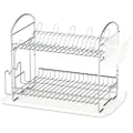 SimpleHouseware 2-Tier Dish Rack with Drain Board, Cup Holder and Cutting Board Holder, Chrome