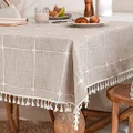 Warm Star Tablecloths,Cotton Linens Wrinkle Free Anti-Fading,Tabletop Decoration Washable Dust-Proof,Table Cover for Kitchen Dinning Party, Light Brown, Rectangle/Oblong, 55''x86'',6-8 Seats