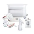 Tommee Tippee Breast Feeding & Baby Sterilising Bundle Made for Me Single Electric Breast Pump + Silicone Breast Milk Catcher + Breast Milk Storage Pouches + Supersteam Electric Steam Steriliser