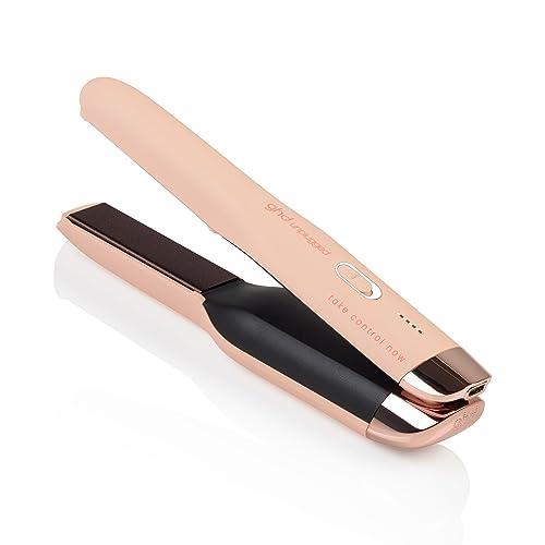 ghd Unplugged Pink Peach Styler, Wireless Straightener with Hybrid Co-Lithium Technology