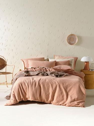 Linen House Raquelle Quilt Cover Set, Pink Clay, Double Bed