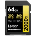 Lexar Professional 2000x 64GB SDXC UHS-II Card, Up to 300MB/s Read, for DSLR, Cinema-Quality Video Cameras (LSD2000064G-BNNNU)