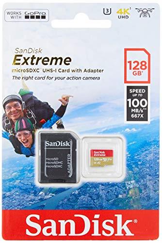 SanDisk Extreme microSDXC UHS-I A1 Card 128GB 100MB/s, Black, SDSQXAF-128G-GN6AA