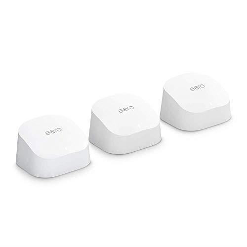 Amazon eero 6 dual-band mesh Wi-Fi 6 system with built-in Zigbee smart home hub | 3-pack (1 router + 2 extenders)
