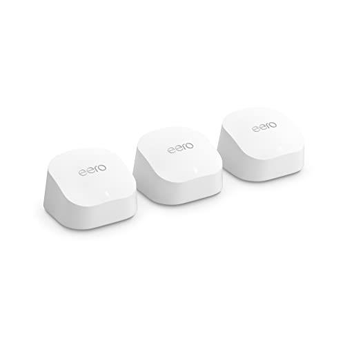 Amazon eero 6+ dual-band mesh Wi-Fi 6 system, with built-in Zigbee smart home hub and 160 MHz client device support (3-pack)