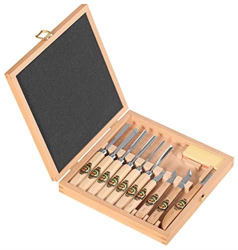 Kirschen Carving Chisel and Knife Set of 10-Pieces with Stone