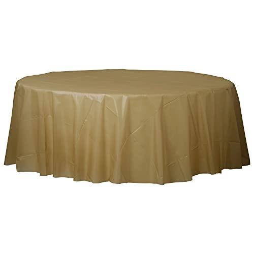 Amscan Plastic Round Tablecover, Gold Sparkle