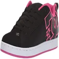 DC Women's Court Graffik Low Top Casual Skate Shoe, Black/Pink Stencil, 9.5