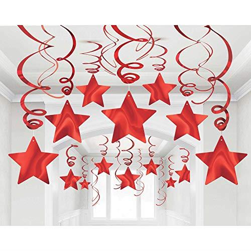Amscan Swirl Shooting Star, Apple Red, 30 Pieces