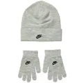 Nike Big Kids' Unisex Futura Beanie and Glove Set (One Size, Dark Grey Heather/Black)