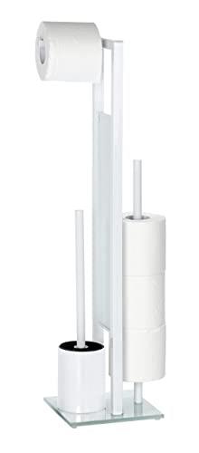 WENKO Toilet brush, 21565100, Steel, White, 18 x 19 x 69 cm