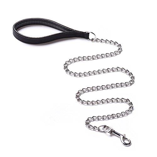 CtopoGo Heavy Duty Dog Leash,Metal Dog Leash Dog Chain with Padded Handle for Large & Medium Size Dogs 180 cm (Black)