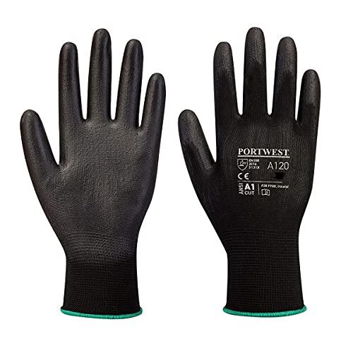 Portwest unisex PU Palm Gloves (Black_2X-Large)