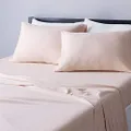 Amazon Basics Cotton Jersey 4-Piece Bed Sheet Set, Full, Blush, Solid