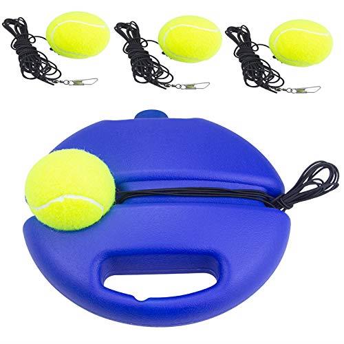 T4U888 Tennis Trainer Rebound Ball, Tennis Practice Trainer Gear Tennis Training Equipment Kit with 1 Trainer Base 4 Elastic Ropes & 4 Balls for Beginners, Kids, Adults