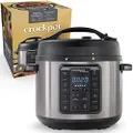 CROCK-POT Express Easy Release Pressure Multi-Cooker | 15-in-1 Cooker, Slow Rice Cooker and More 7.6 L (12+ People) Stainless Steel Pot Hand-Safe Steam Dark (CPE310)