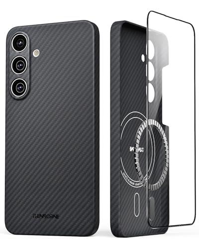 Thinborne Compatible with Samsung Galaxy S24+Plus Case, [Made of 600D Aramid Fiber] [Magnetic Charging] [Thin & Lightweight] [ Slim Minimalist Style with Carbon Fiber Textures]