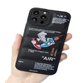 Ins Off Sports Shoes Brand Puffer Phone Case Puffy Cover Compatible with iPhone 13 Pro Max 6.7 inch, Sneakers White Label Graphics Soft Silicone Full Body Shockproof Protective Phone Case, Black