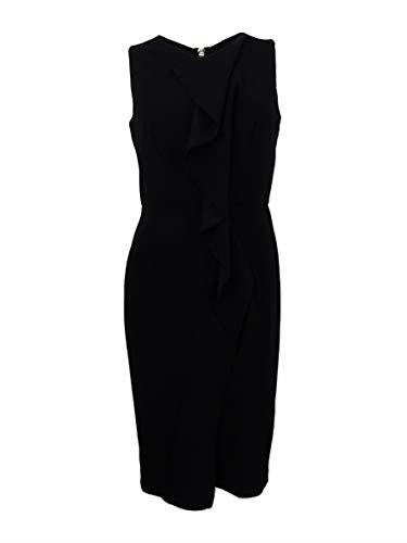 Calvin Klein Black Womens US Size 2 Ruffle-Trim V-Neck Sheath Dress