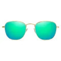 SOJOS Small Square Polarized Sunglasses for Women Men Classic Vintage Retro Style SJ1143 with Gold Frame/Greenish-Blue Mirrored Lens