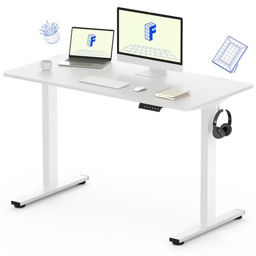 FLEXISPOT White Standing Desk 120×60 CM Height Adjustable Desk, Whole-Piece Desktop Electric Sit Stand Up Desk Home Office Desks (120cm White Desktop + White Frame)…