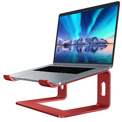 Soundance Aluminum Laptop Stand for Desk Compatible with Mac MacBook Pro Air Apple Notebook, Portable Holder Ergonomic Elevator Metal Riser for 10 to 15.6 inch PC Desktop Computer, LS1 (I- red)