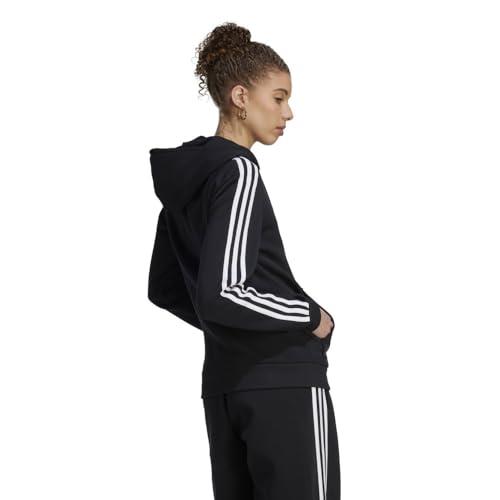 adidas Sportswear Essentials 3-Stripes Full-Zip Fleece Hoodie, Black/White, S