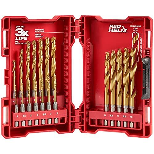 Milwaukee 48894860 Shockwave Red Helix Titanium Drill Set 19 Pce Kit, Gold