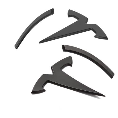 Tesla Model Y Accessories Emblem Sticker 2PCS/Set for Front Trunk/Rear Trunk Logo Decal Cover (Black)