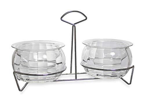 Prodyne Acrylic Double Ice Dip Bowls with Caddy, One Size, Clear